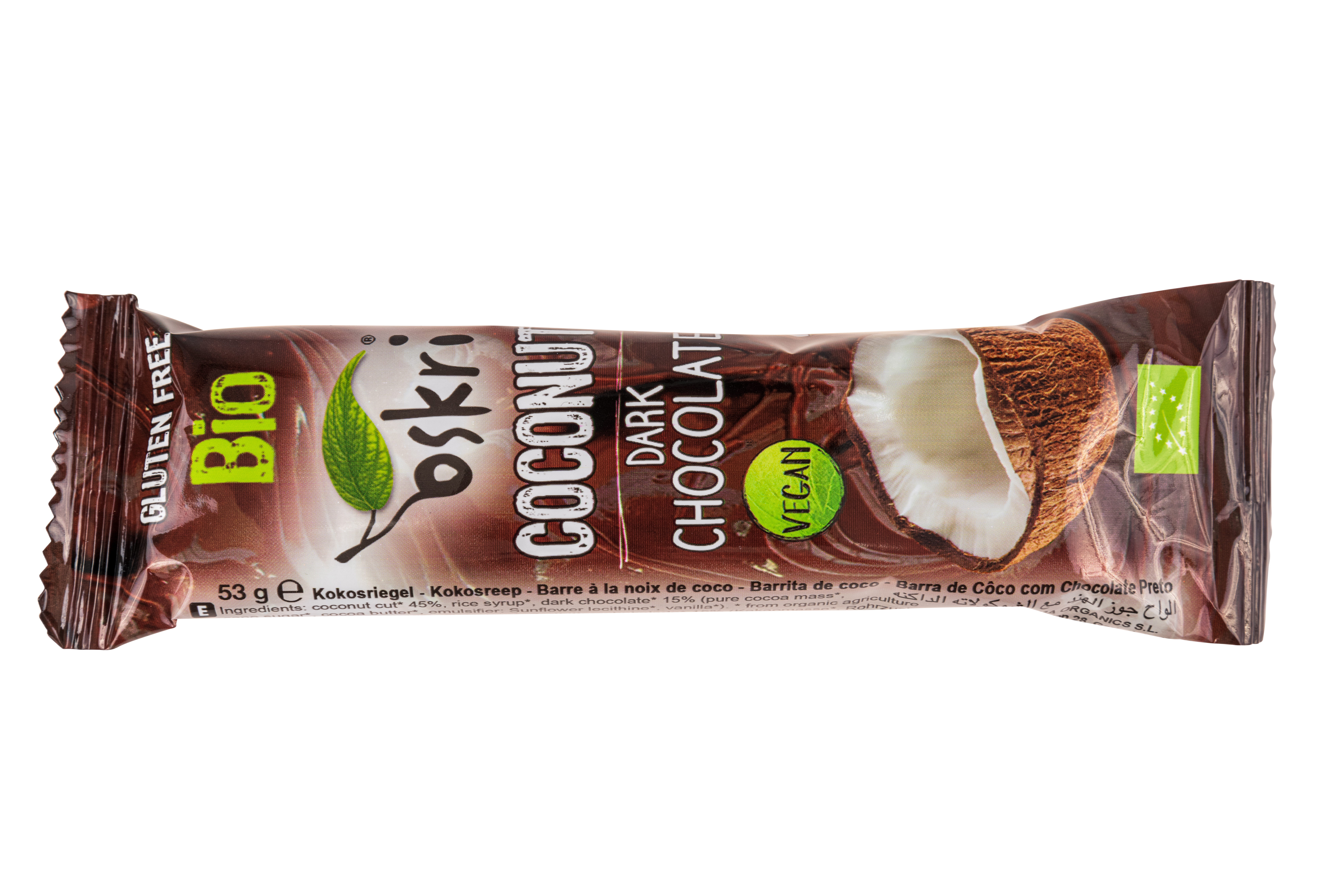Bio-Kokosriegel mit Zartbitterschokolade